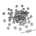 Flat round antique silver acrylic letter A beads for DIY handmade jewelry bracelets - Letter A Round Silver / 4x7mm Hole approx 1mm (50 Pieces/Pack)