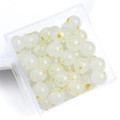 Perles de verre 10mm blanc semi-transparent avec paillettes dorées pour bijoux DIY - 10mm / Blanc
