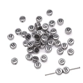 Silver-finish acrylic letter B flat round beads for DIY bracelet jewelry making - Letter B Round Silver / 4x7mm Hole approx 1mm (50 Pieces/Pack)