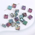 Cuentas de vidrio trébol irisadas de 10mm con acabado AB para joyería DIY - 10mm (10 Piezas/Paquete) / Rosa Rojo Verde