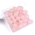 Perles roses translucides de 10mm avec feuilles d'or dans une boîte en plastique - 10mm / Rose