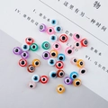 Mixed color evil eye resin flat round beads for DIY bracelet and necklace making - Diameter 8mm Thickness 5mm (50 Pieces/Pack)