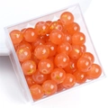 Perles en verre orange translucide de 10mm avec feuilles d'or en boîte claire - 10mm / Rouge Orangé