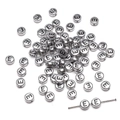 Silver round flat acrylic letter E beads for DIY bracelets and jewelry making - Letter E Round Silver / 4x7mm Hole approx 1mm (50 Pieces/Pack)