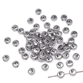 Flat round silver alphabet beads with black letter F for DIY jewelry making - Letter F Round Silver / 4x7mm Hole approx 1mm (50 Pieces/Pack)