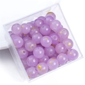 Perles en verre violet 10mm avec feuilles d'or dans une boîte d'exposition carrée - 10mm / Violet