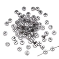 Silver round flat acrylic bead with letter H for DIY jewelry and bracelet making - Letter H Round Silver / 4x7mm Hole approx 1mm (50 Pieces/Pack)