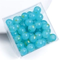 Perles en verre bleu ciel 10mm avec feuilles d'or dans une boîte carrée transparente - 10mm / Bleu lac