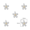 Lot de cinq pendentifs fleurs de 14mm en argent et or pour création de bijoux DIY - Style Fleur à Cinq Pétales (Argent) / 2 Pièces/Ensemble