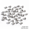 Silver plated cylinder DIY jewelry connector pendants with 4mm hole for necklace crafting - Smooth Vintage Style 2# (BJI1048) / 20 Pieces/Pack (2# Length 4mm/Hole Dia 4mm) / Antique Silver