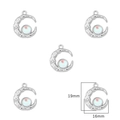 Pendentif croissant de lune argenté avec pierre irisée et cristaux, taille 19x16mm - Style Grande Lune (Argent) / 2 Pièces/Ensemble