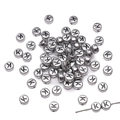 Retro silver round acrylic bead with black letter K for DIY jewelry making - Letter K Round Silver / 4x7mm Hole approx 1mm (50 Pieces/Pack)