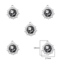 Pendentif fleur de rose argentée avec base noire et perles blanches de style rétro - Style Tulipe Noire (Argent) / 2 Pièces/Ensemble