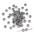 Vintage silver-plated acrylic alphabet bead with letter N for DIY jewelry making - Letter N Round Style / 50 Pieces/Pack (4x7mm) / Silver