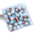 Ink painted red and blue round beads for DIY handmade jewelry crafts in white base - 8mm (Hole Approx. 1.5mm, 50 Pcs/Pack) / Navy Blue and Red