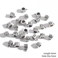 Vintage silver flower beads with loops for DIY jewelry, 6mm length and 5mm hole size - Fine Patterned Loop Style (BJI1048) / 20 Pieces/Pack (Length 6mm/Hole Dia 5mm) / Antique Silver
