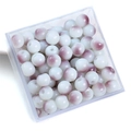 White round glass beads with purple spots in a clear box for DIY jewelry making - 8mm (Hole Approx. 1.5mm, 50 Pcs/Pack) / Purple