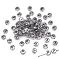 DIY jewelry beads with black letter P engraving in vintage silver flat round finish - Letter P Round Style / 50 Pieces/Pack (4x7mm) / Silver