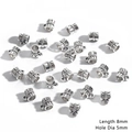 Antique silver plated 8mm cylinder charm connector beads for DIY jewelry making - Woven Pattern Large Hole Style (BJI1048) / 20 Pieces/Pack (Length 8mm/Hole Dia 5mm) / Antique Silver