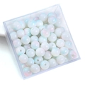Cuentas redondas de porcelana blanca con degradado azul y rosa para joyería hecha a mano - 8mm (Agujero aprox. 1,5mm, 50 Unidades/Paquete) / Azul claro y rosa