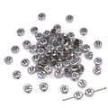 DIY alphabet beads with vintage silver finish and black letter R for jewelry making - Letter R Round Style / 50 Pieces/Pack (4x7mm) / Silver