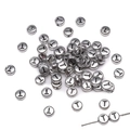 DIY jewelry beads with flat round silver letter T for handmade craft necklaces - Letter T Round Style / 50 Pieces/Pack (4x7mm) / Silver