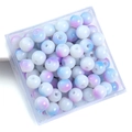 Cuentas de porcelana blanca con degradado azul y violeta en caja transparente - 8mm (Agujero aprox. 1,5mm, 50 Unidades/Paquete) / Azul Violeta
