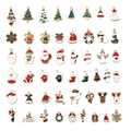 Set of 48 mixed Christmas enamel charms including Santa, reindeer, and snowflakes for DIY crafts - Random Mixed (#45) / 10 Pieces Pack