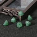 Green lotus pod beads for DIY Hanfu hairpins featuring translucent glass texture - Bulk Packaging / Dark Green