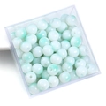 Cuentas redondas de vidrio pintadas en verde y blanco en caja para joyería artesanal - 8mm (Agujero aprox. 1,5mm, 50 Unidades/Paquete) / Verde