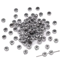 DIY silver flat round acrylic alphabet beads with letter M for handmade jewelry making - Letter W Round Style / 50 Pieces/Pack (4x7mm) / Silver