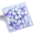 Cuentas redondas con degradado violeta y blanco para joyas DIY en caja de plástico - 8mm (Agujero aprox. 1,5mm, 50 Unidades/Paquete) / Violeta