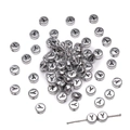 Silver round acrylic alphabet bead with letter Y for DIY jewelry making - Letter Y Round Style / 50 Pieces/Pack (4x7mm) / Silver