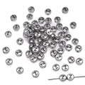 Vintage silver round alphabet bead with engraved letter Z for DIY jewelry making - Letter Z Round Style / 50 Pieces/Pack (4x7mm) / Silver
