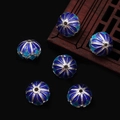 Blue and silver floral cloisonne enamel spacer beads for DIY jewelry making - Round Bead (BJI1019) / 9x10mm / Silver