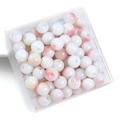 Cuentas de porcelana de vidrio pulido con degradado rosa en caja de almacenamiento - 8mm (Agujero aprox. 1,5mm, 50 Unidades/Paquete) / Rosa Naranja