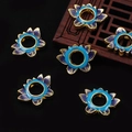 Blue and purple enamel lotus flower beads for DIY jewelry and Hanfu accessories - Center Hole Lotus (BJI1019) / 14x19mm / Gold