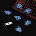 Blue lotus flower alloy spacer beads with enamel finish for DIY jewelry making - Small Lotus (BJI1019) / 9X14mm / Silver