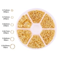 Golden jump rings jewelry making kit with plastic organizer box in assorted sizes - 1 Set / Gold