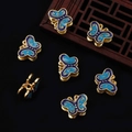 DIY blue enamel butterfly alloy pendant with gold plating for handmade jewelry - 1 Piece/Pack (11x14mm/Hole 1.5mm)