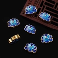 Blue cloisonne flower spacer beads with gold trim for DIY jewelry making and crafts - 1 Piece/Pack (10x13mm/Hole 2mm)