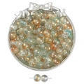 Translucent icy blue glass beads with gold foil ink pattern for DIY jewelry making - Blue-Orange