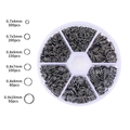 Gunmetal jump ring set for jewelry making in a 6-grid organizer box, assorted 4-10mm sizes - 1 Set / Gun Black