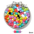 8mm colorful block-shaped alloy beads for DIY jewelry making and handmade crafts - 8mm (4 Pieces/Pack)