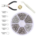 Schmuckset mit silbernen Biegeringen 4-10mm inklusive Zange und Pinzette für DIY - 1 Set / Weiß-K Binderinge Werkzeug-Kombi