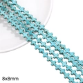 Perles en croix turquoise de 8x8mm avec veines naturelles pour bijoux DIY - Croix Courte / Environ 49 pcs (38cm/Paquet) / Bleu