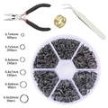 DIY Schmuckbastelset mit schwarzen Biegeringen in 6 Größen und Profi-Handwerkzeugen - 1 Set / Gunmetal Binderinge Werkzeug-Kombi