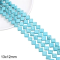 Perles losanges en turquoise synthétique bleue 13x12mm avec veines pour bijoux artisanaux - Losange / Environ 33 pcs (38cm/Paquet) / Bleu