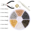 6-Farben 5mm Binderinge-Set mit Zange, Pinzette und Messing-Ringöffner für DIY-Schmuck - 1 Set / Gemischte Binderinge Werkzeug-Kombi
