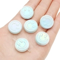 Flat round acrylic smiley face beads in iridescent light blue for DIY jewelry crafts - 21mm (2 Pieces/Pack) / Blue